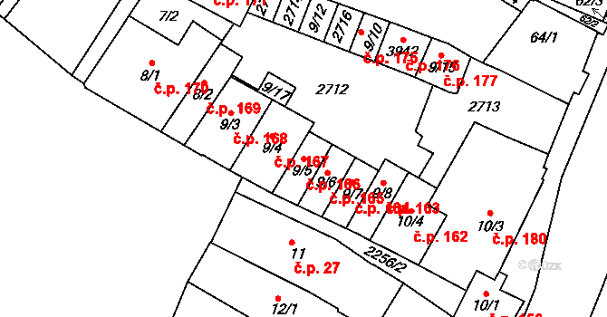 Sušice I 166, Sušice na parcele st. 9/5 v KÚ Sušice nad Otavou, Katastrální mapa