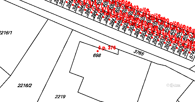 Dvůr Králové nad Labem 376 na parcele st. 698 v KÚ Dvůr Králové nad Labem, Katastrální mapa