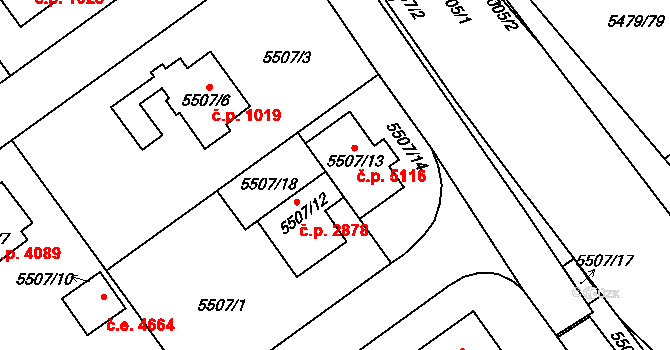 Jihlava 5116 na parcele st. 5507/13 v KÚ Jihlava, Katastrální mapa