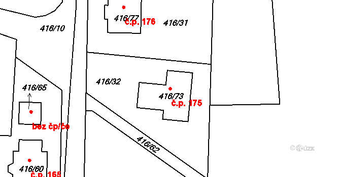 Chlum 175, Křemže na parcele st. 416/73 v KÚ Chlum u Křemže, Katastrální mapa