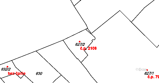 Nové Město 2108, Praha na parcele st. 627/2 v KÚ Nové Město, Katastrální mapa