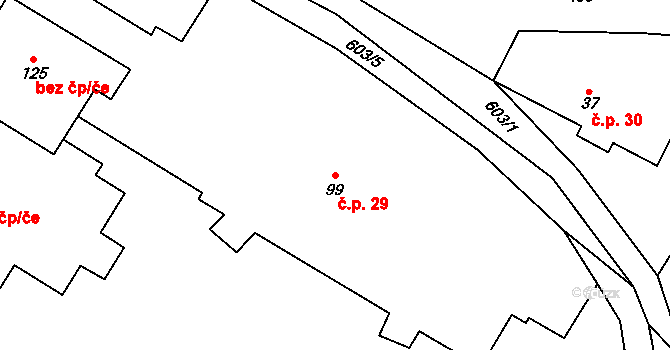 Heřmanice 29 na parcele st. 99 v KÚ Heřmanice nad Labem, Katastrální mapa