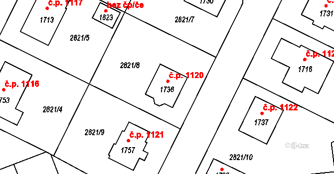 Horažďovice 1120 na parcele st. 1736 v KÚ Horažďovice, Katastrální mapa