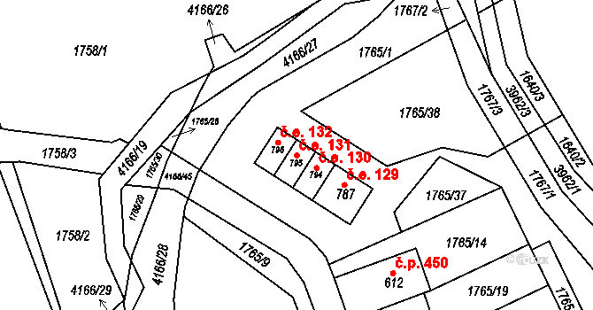 Libouchec 131 na parcele st. 795 v KÚ Libouchec, Katastrální mapa