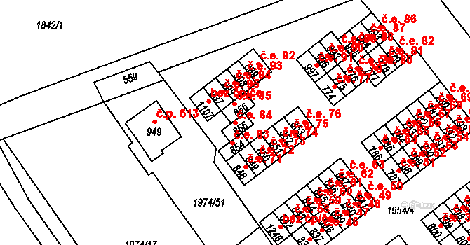 Krupka 84 na parcele st. 855 v KÚ Krupka, Katastrální mapa