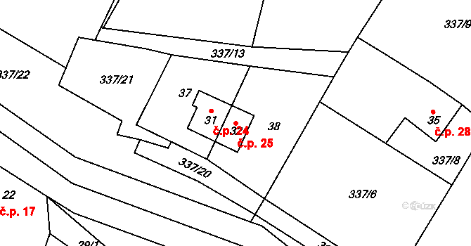 Vrtěžíř 25, Štěpánov nad Svratkou na parcele st. 32 v KÚ Vrtěžíř, Katastrální mapa