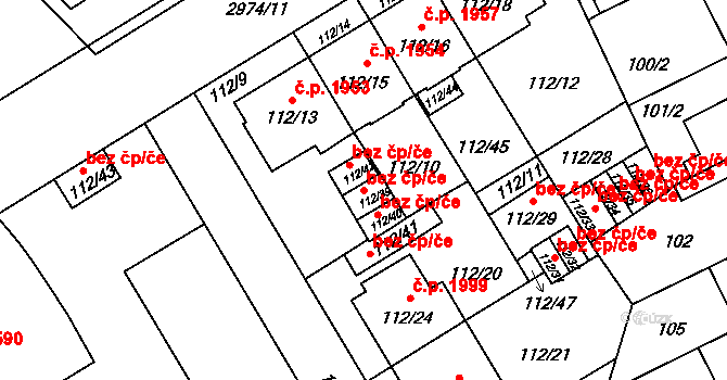Opava 38086425 na parcele st. 112/39 v KÚ Opava-Předměstí, Katastrální mapa