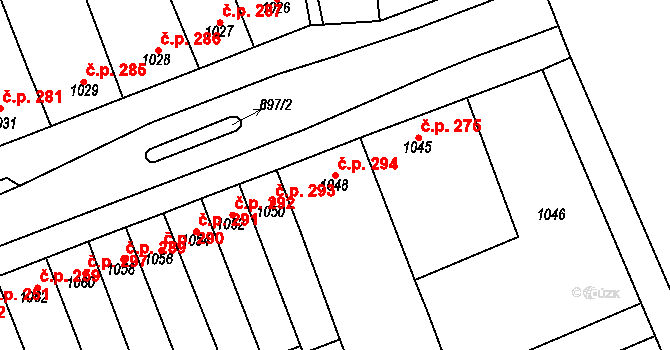 Křenovice 294 na parcele st. 1048 v KÚ Křenovice u Slavkova, Katastrální mapa