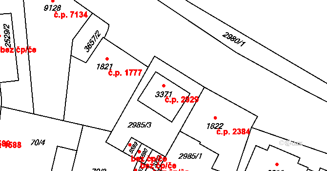 Zlín 2929 na parcele st. 3371 v KÚ Zlín, Katastrální mapa