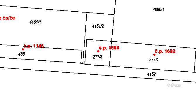 Lipník nad Bečvou I-Město 1686, Lipník nad Bečvou na parcele st. 277/8 v KÚ Lipník nad Bečvou, Katastrální mapa