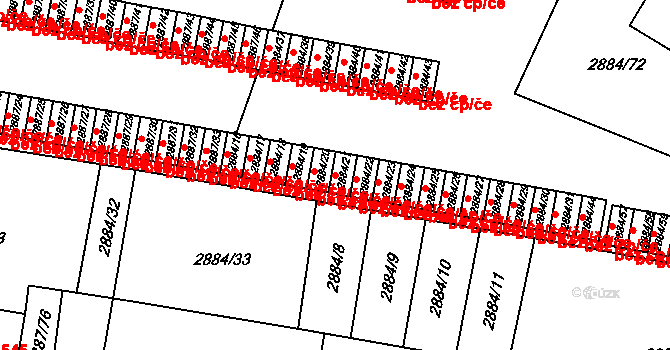 Velké Meziříčí 457 na parcele st. 2884/21 v KÚ Velké Meziříčí, Katastrální mapa