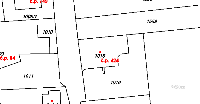 Bolatice 424 na parcele st. 1015 v KÚ Bolatice, Katastrální mapa
