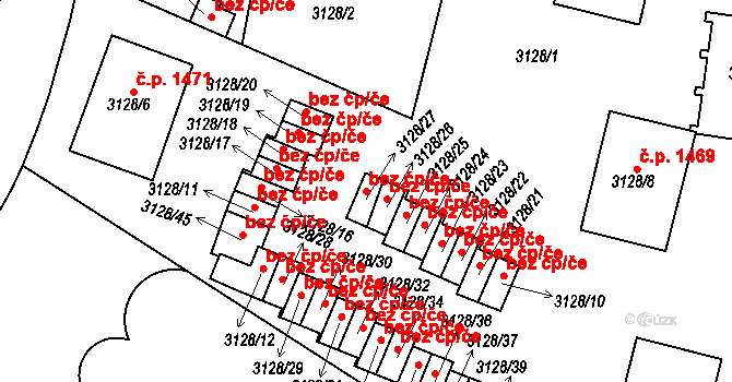 Praha 46765425 na parcele st. 3128/27 v KÚ Dejvice, Katastrální mapa