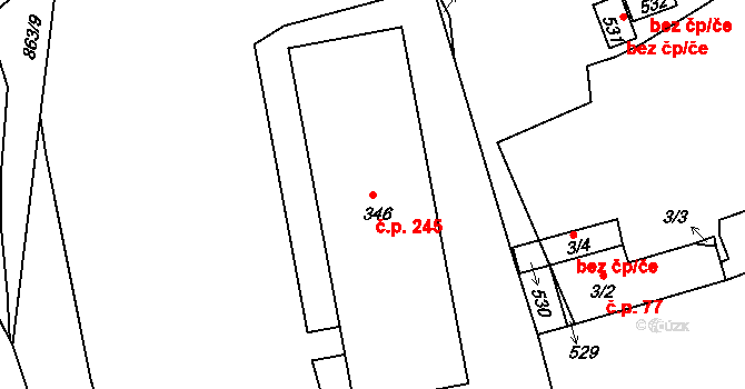 Dolní Chrastava 245, Chrastava na parcele st. 346 v KÚ Dolní Chrastava, Katastrální mapa