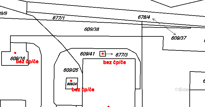 Holešov 47575425 na parcele st. 677/3 v KÚ Všetuly, Katastrální mapa