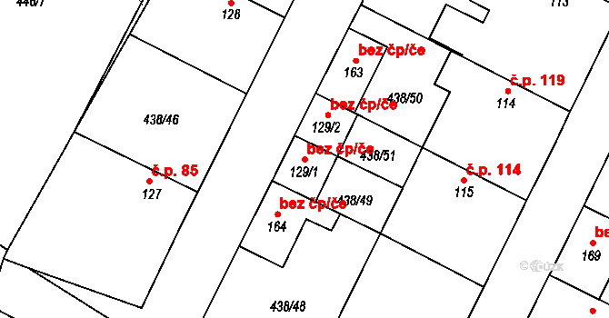 Vražkov 47633425 na parcele st. 129/1 v KÚ Vražkov, Katastrální mapa
