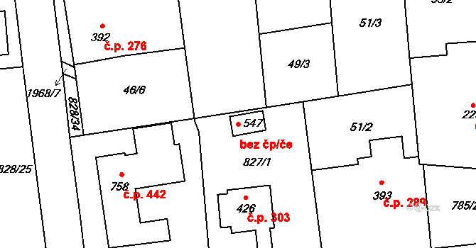 Zlín 47801425 na parcele st. 547 v KÚ Louky nad Dřevnicí, Katastrální mapa