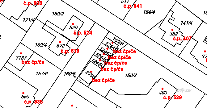 Neratovice 49554425 na parcele st. 1244/3 v KÚ Neratovice, Katastrální mapa