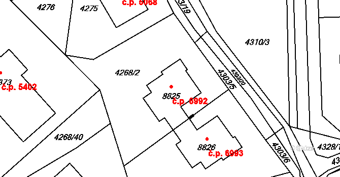 Zlín 6992 na parcele st. 8825 v KÚ Zlín, Katastrální mapa