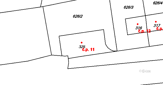 Třebenice 11, Štěchovice na parcele st. 325 v KÚ Štěchovice u Prahy, Katastrální mapa
