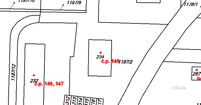 Žinkovy 145 na parcele st. 234 v KÚ Žinkovy, Katastrální mapa