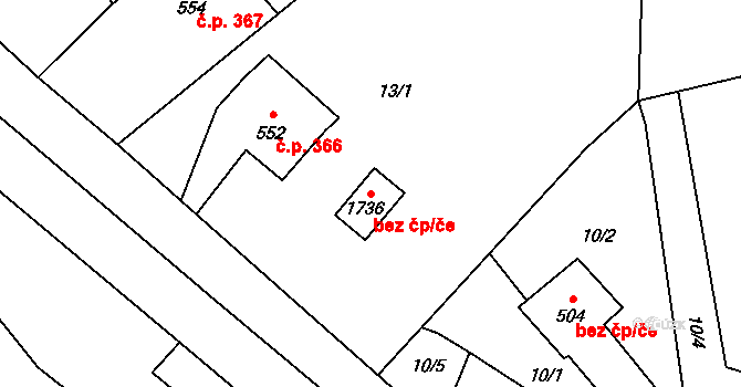 Vsetín 82845425 na parcele st. 1736 v KÚ Rokytnice u Vsetína, Katastrální mapa