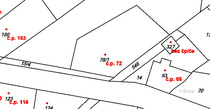 Ruda 72 na parcele st. 78/1 v KÚ Ruda u Nového Strašecí, Katastrální mapa