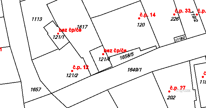 Oleška 93589425 na parcele st. 121/4 v KÚ Brník, Katastrální mapa