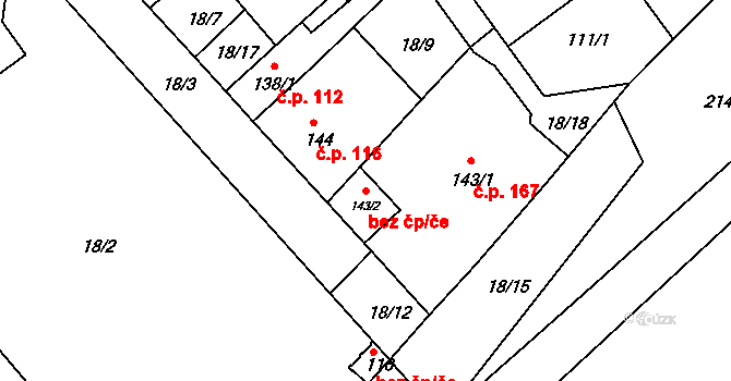 Rostěnice-Zvonovice 95632425 na parcele st. 143/2 v KÚ Rostěnice, Katastrální mapa