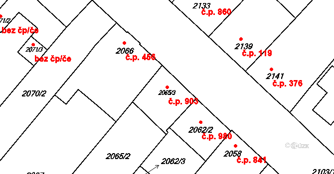 Moravská Nová Ves 903 na parcele st. 2065/3 v KÚ Moravská Nová Ves, Katastrální mapa