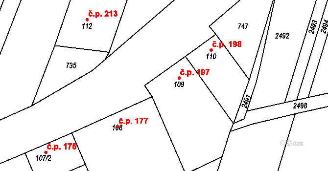 Strachotín 197 na parcele st. 109 v KÚ Strachotín, Katastrální mapa