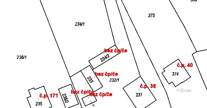Zátor 104838426 na parcele st. 234/2 v KÚ Loučky u Zátoru, Katastrální mapa