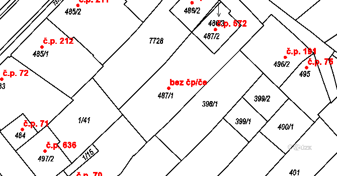 Telč 105521426 na parcele st. 487/1 v KÚ Telč, Katastrální mapa