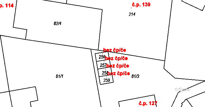 Kojetice 105573426 na parcele st. 256 v KÚ Kojetice na Moravě, Katastrální mapa
