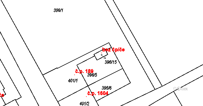 Holešov 105648426 na parcele st. 396/15 v KÚ Holešov, Katastrální mapa