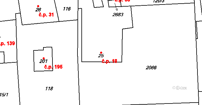 Šubířov 18 na parcele st. 25 v KÚ Šubířov, Katastrální mapa