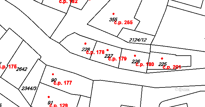 Hroznětín 179 na parcele st. 227 v KÚ Hroznětín, Katastrální mapa
