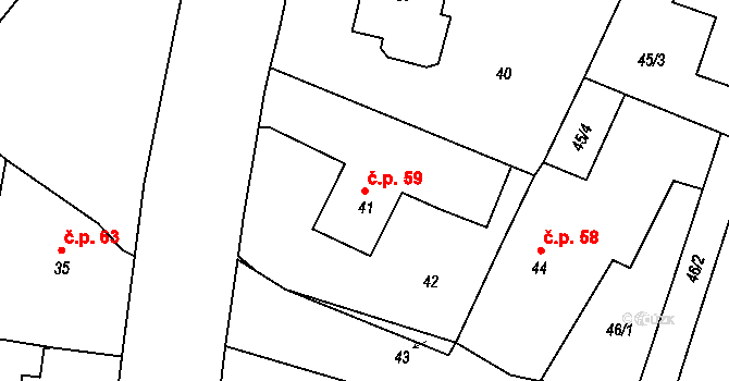 Pávov 59, Jihlava na parcele st. 41 v KÚ Pávov, Katastrální mapa