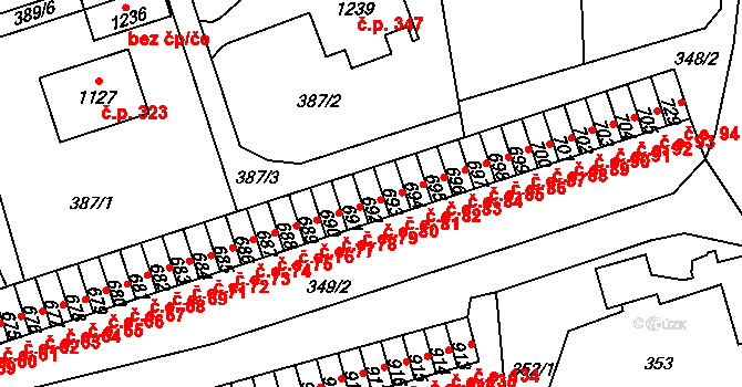 Kamenná 80, Jílové na parcele st. 692 v KÚ Jílové u Děčína, Katastrální mapa