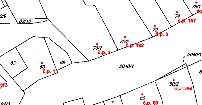 Louka 2 na parcele st. 70/1 v KÚ Louka u Ostrohu, Katastrální mapa