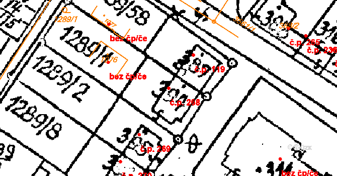Tvarožná Lhota 268 na parcele st. 394 v KÚ Tvarožná Lhota, Katastrální mapa