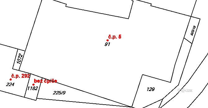 Humny 5, Pchery na parcele st. 91 v KÚ Pchery, Katastrální mapa