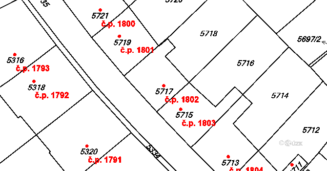 Kročehlavy 1802, Kladno na parcele st. 5717 v KÚ Kročehlavy, Katastrální mapa