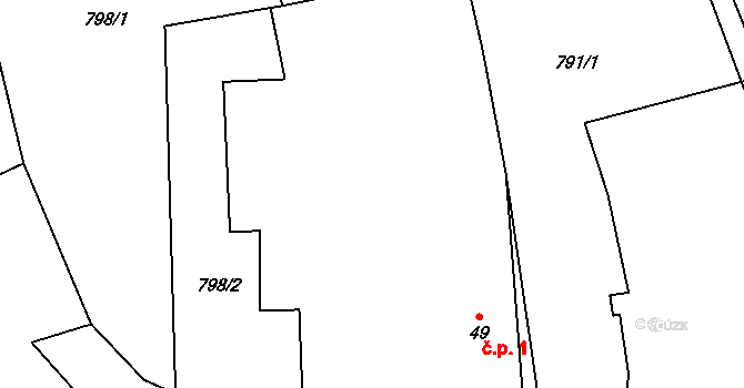 Dolní Řepčice 1, Liběšice na parcele st. 49 v KÚ Horní Nezly, Katastrální mapa