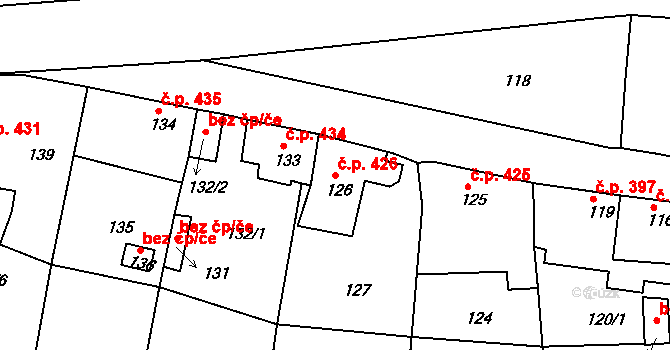 Postoloprty 426 na parcele st. 126 v KÚ Postoloprty, Katastrální mapa