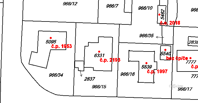 Cheb 2193 na parcele st. 6331 v KÚ Cheb, Katastrální mapa