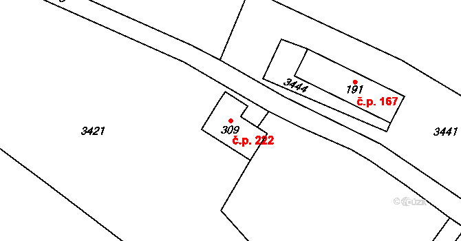 Lukavice 222 na parcele st. 309 v KÚ Lukavice u Rychnova nad Kněžnou, Katastrální mapa