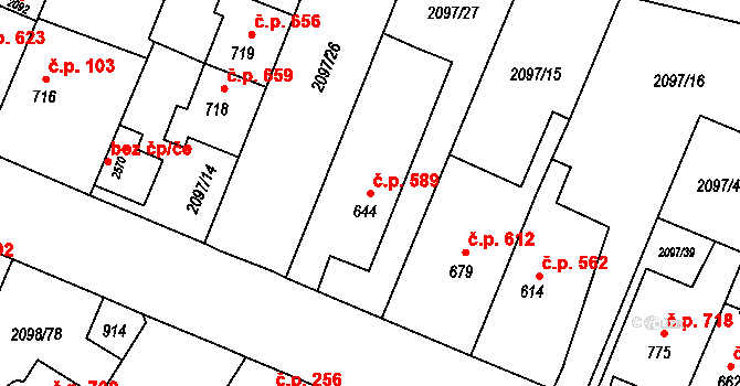 Kateřinky 589, Opava na parcele st. 644 v KÚ Kateřinky u Opavy, Katastrální mapa