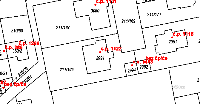 Sezimovo Ústí 1122 na parcele st. 2991 v KÚ Sezimovo Ústí, Katastrální mapa