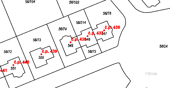 Hovorčovice 437 na parcele st. 548 v KÚ Hovorčovice, Katastrální mapa